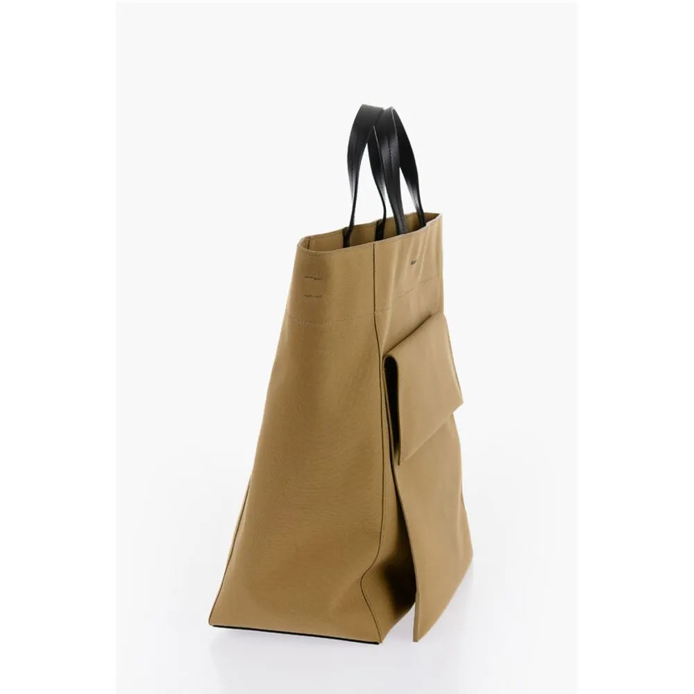 Jil Sander Canvas Shopper Bag with External Women's Pocket