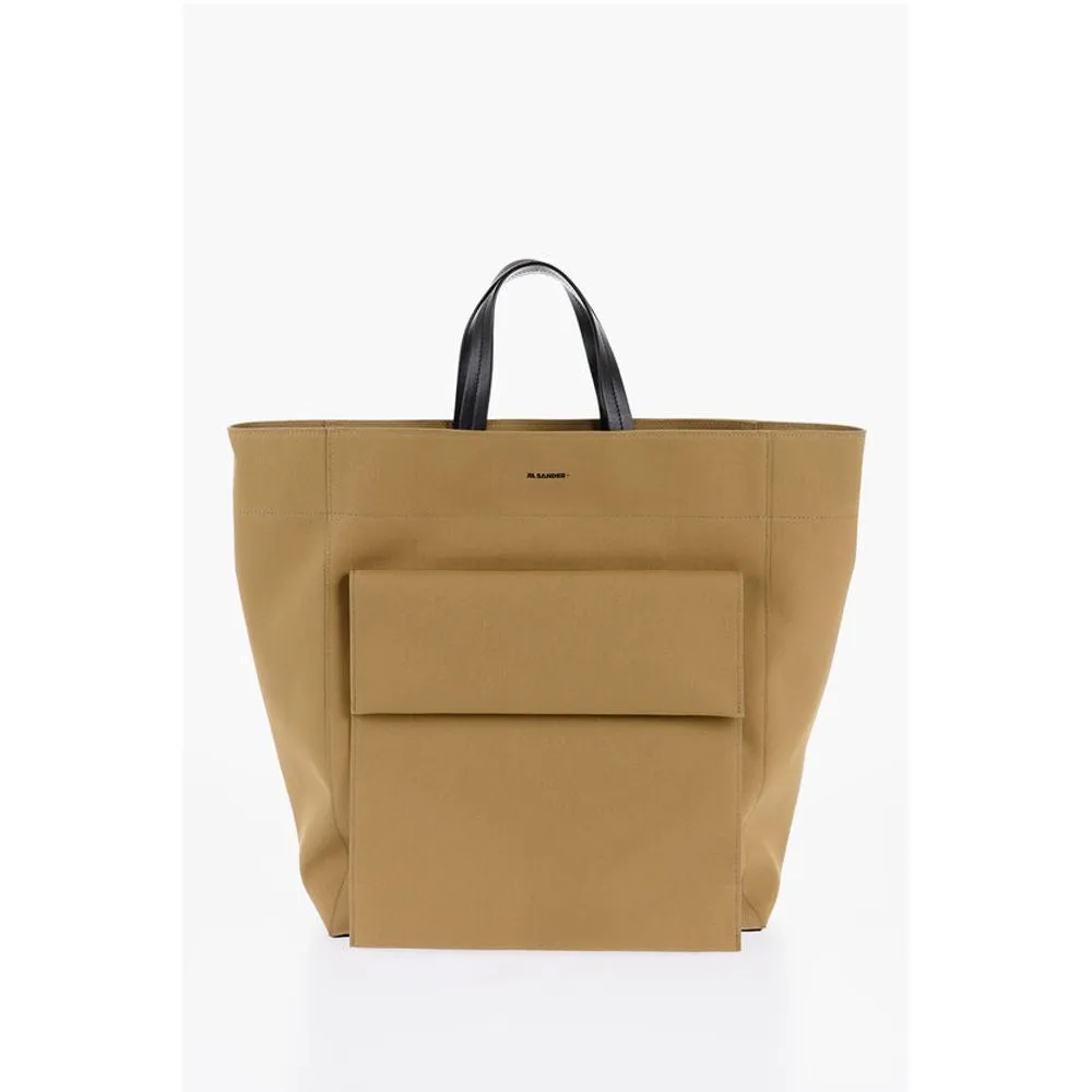 Jil Sander Canvas Shopper Bag with External Women's Pocket