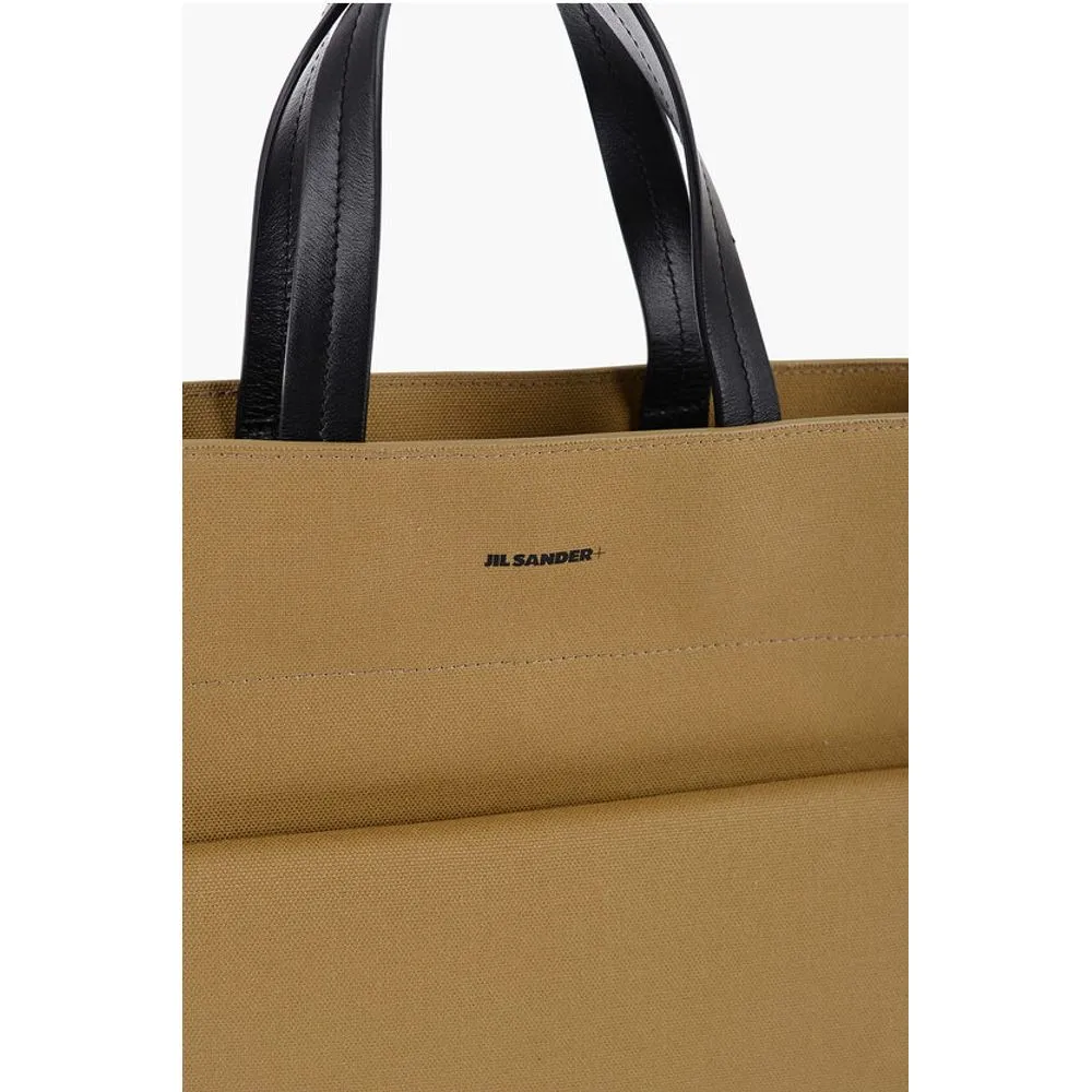 Jil Sander Canvas Shopper Bag with External Women's Pocket