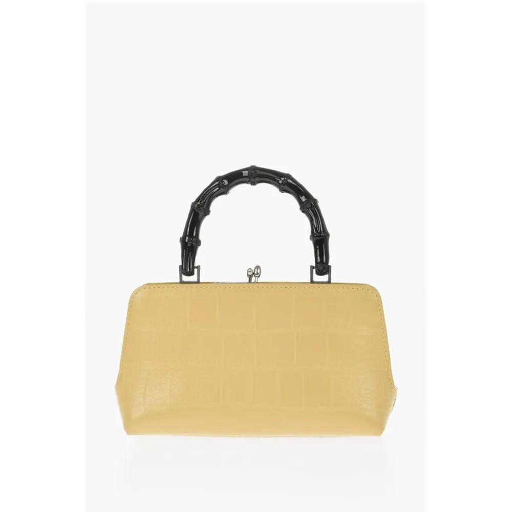 Jil Sander Printed Leather GOJI Handbag with Bamboo Women's Handle