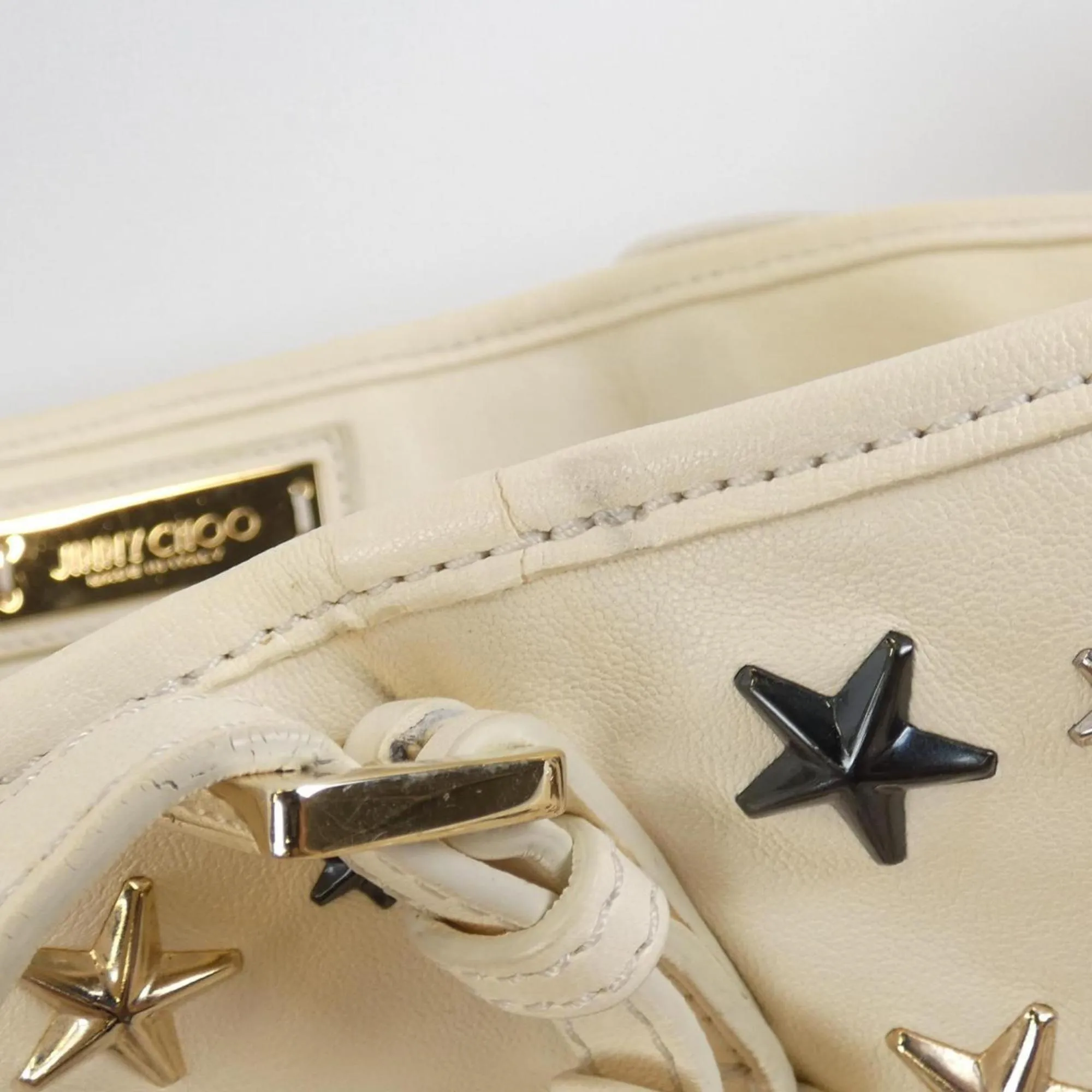 Jimmy Choo ivory Metallic Leather Tote Bag (Pre-Owned)