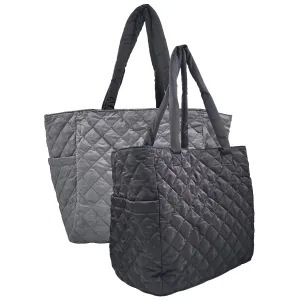K Carroll - Large Nylon Reversible Tote, Black and Grey