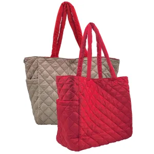 K Carroll - Large Nylon Reversible Tote, Red & Taupe