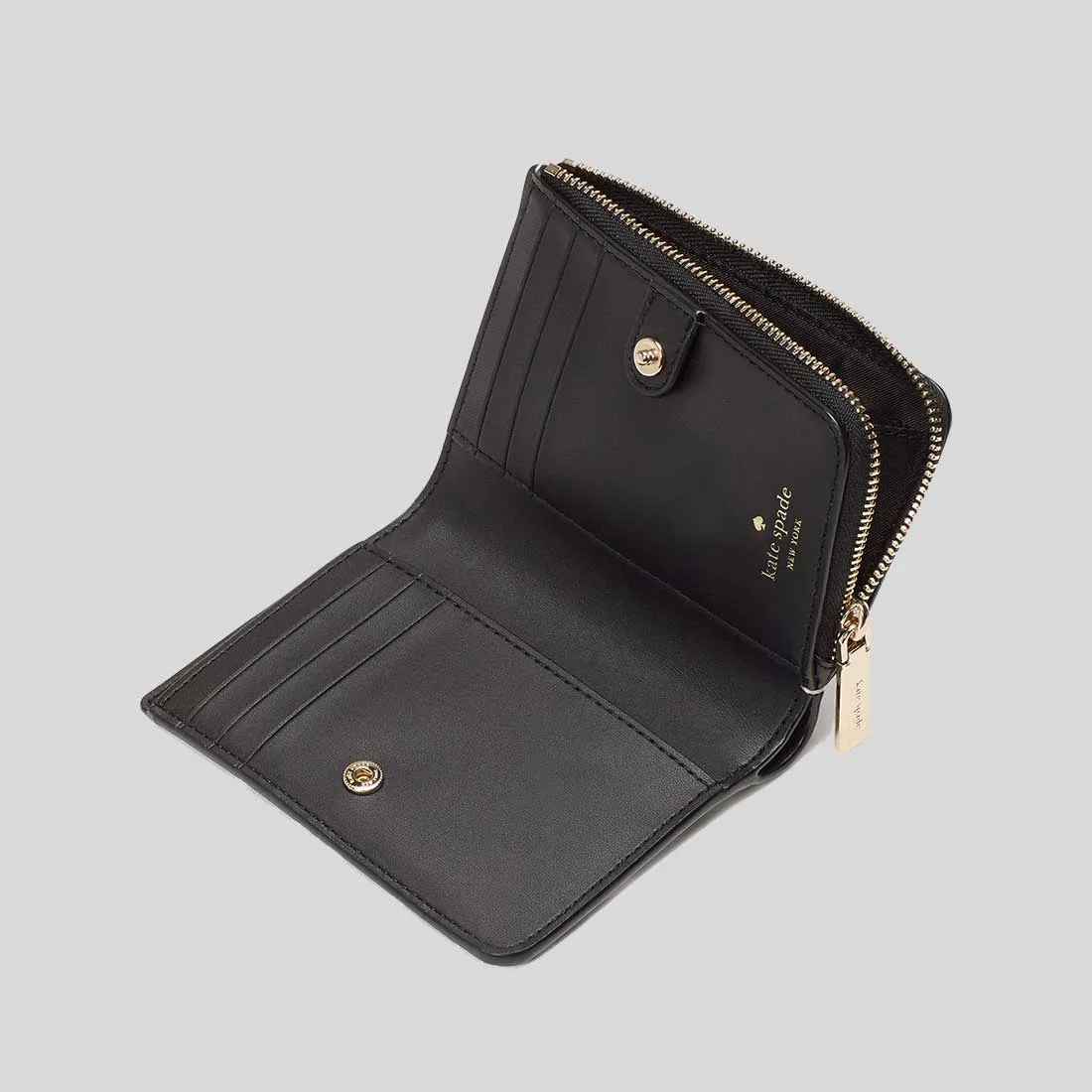 KATE SPADE Spade Flower Small L-zip Wallet Black Multi KK894