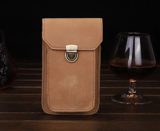 Leather Mens Cigarette Cases with Belt Loop Cell Phone Holster Belt Pouch for Men