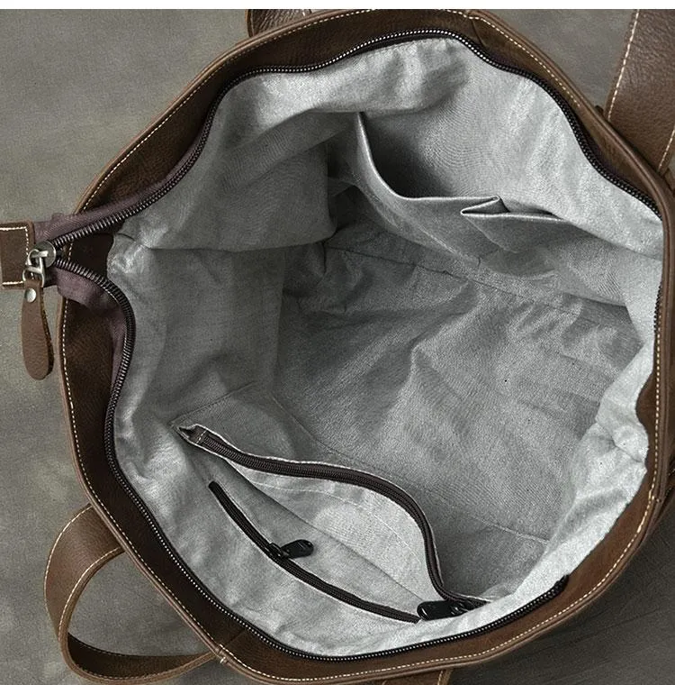 Leather Mens Womens 16" Tote Shoulder Bag Large Black Tote Bag Side Bag For Men