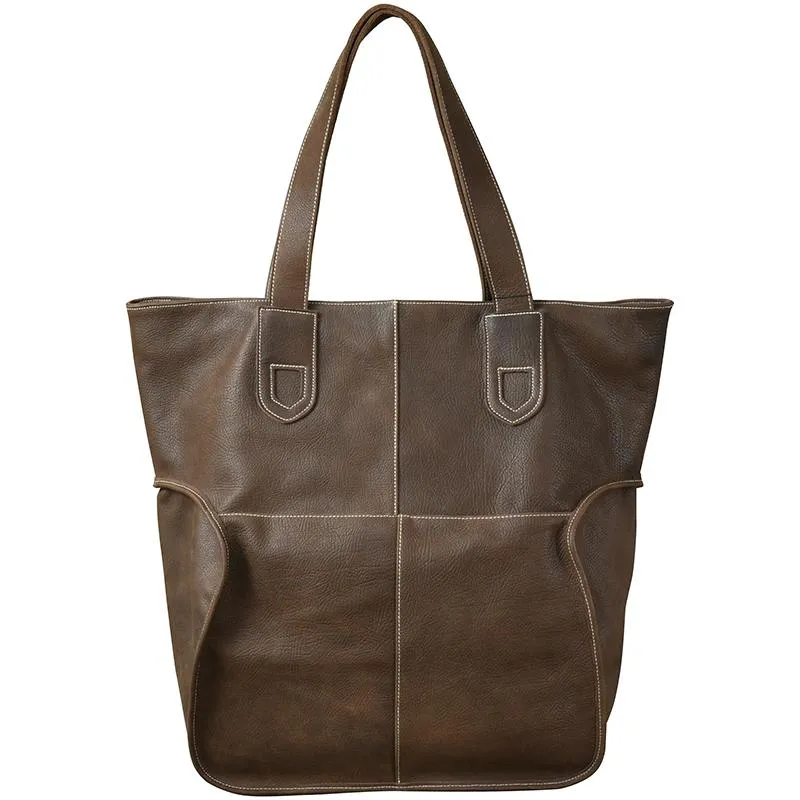 Leather Mens Womens 16" Tote Shoulder Bag Large Black Tote Bag Side Bag For Men