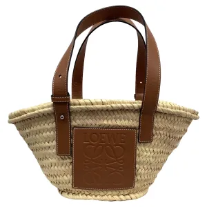 Loewe Small Basket Tote Bag in Brown Raffia