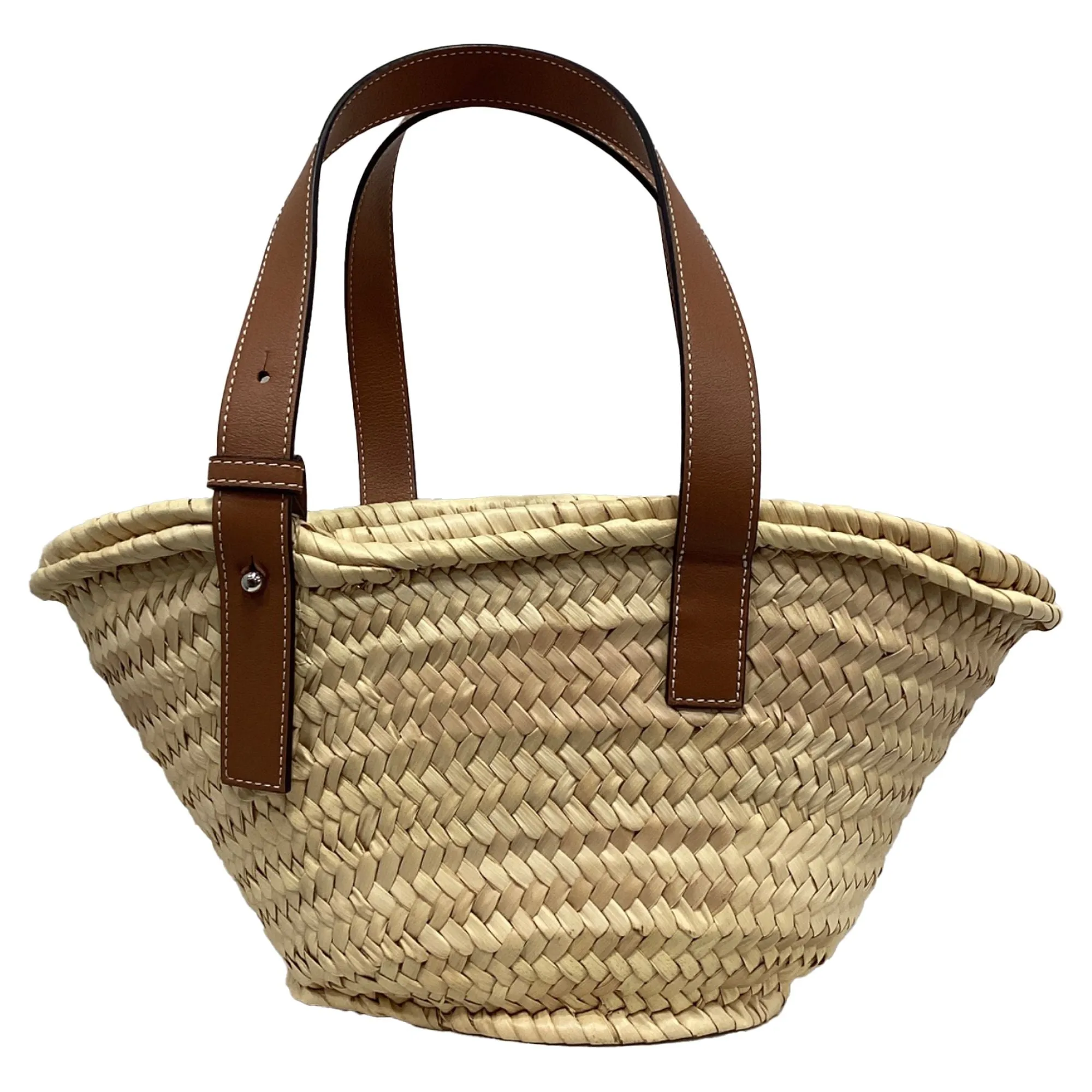 Loewe Small Basket Tote Bag in Brown Raffia