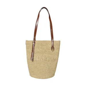 Logo Natural Raffia Tote Bag