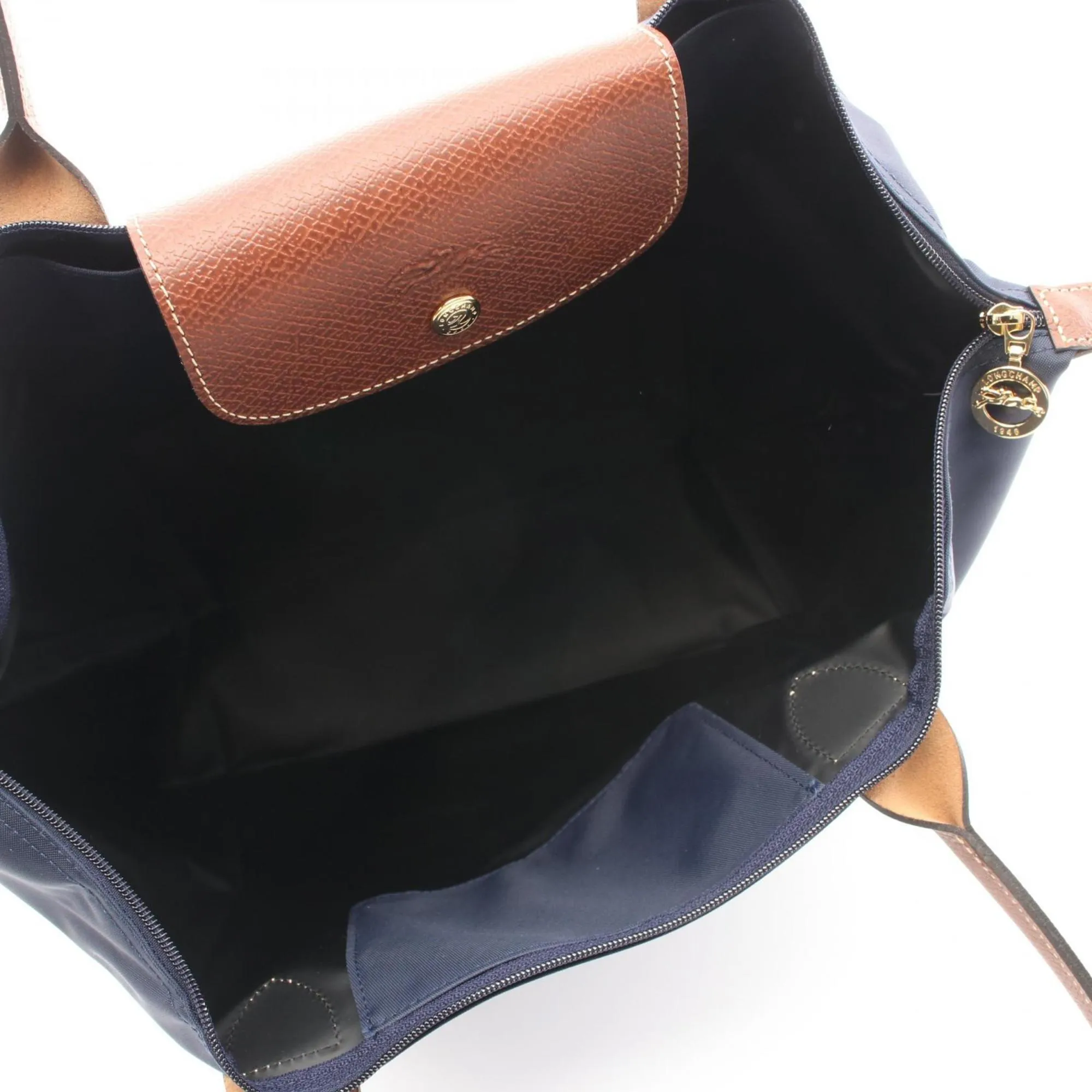 Longchamp Navy Canvas Leather Tote Bag (Pre-Owned)