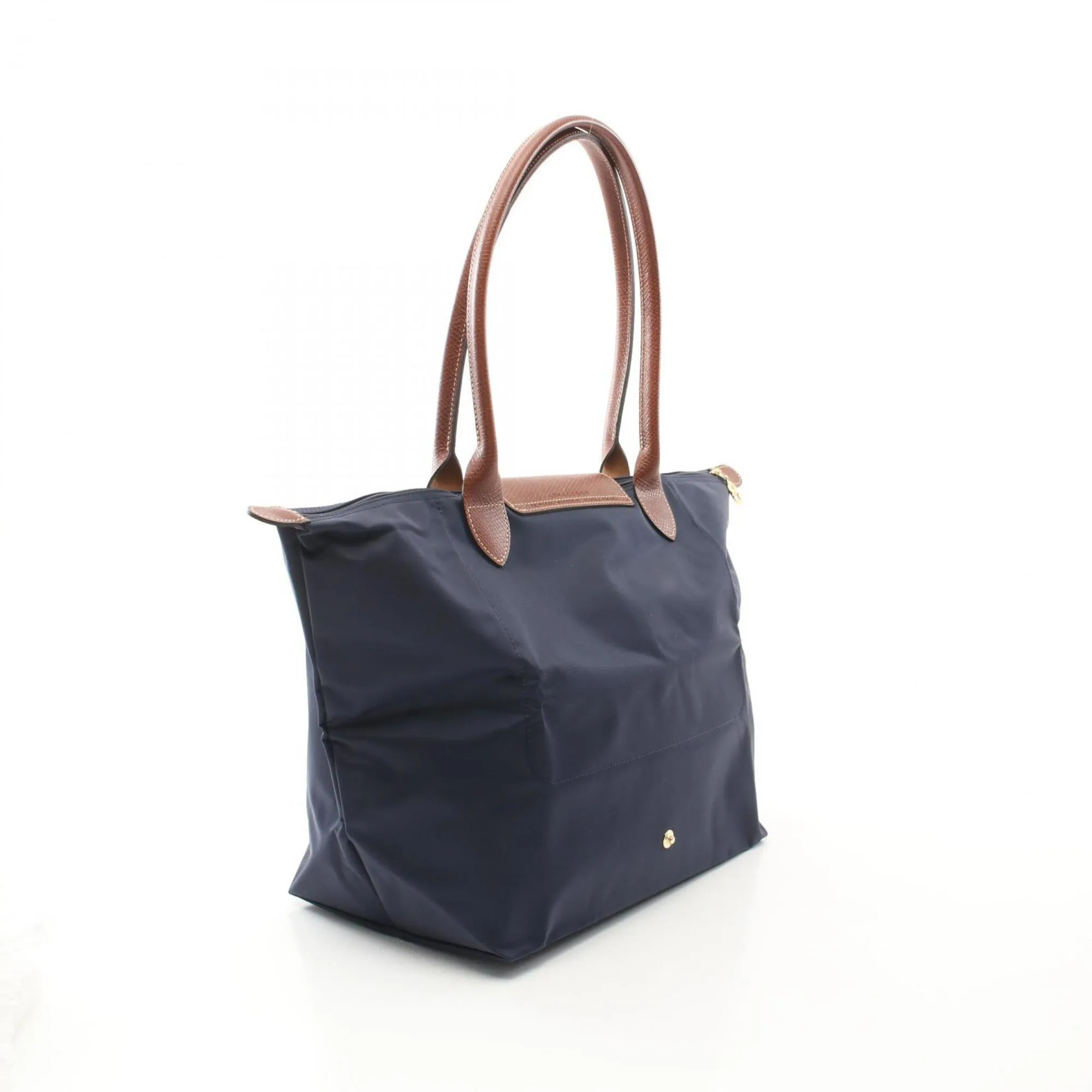 Longchamp Navy Canvas Leather Tote Bag (Pre-Owned)