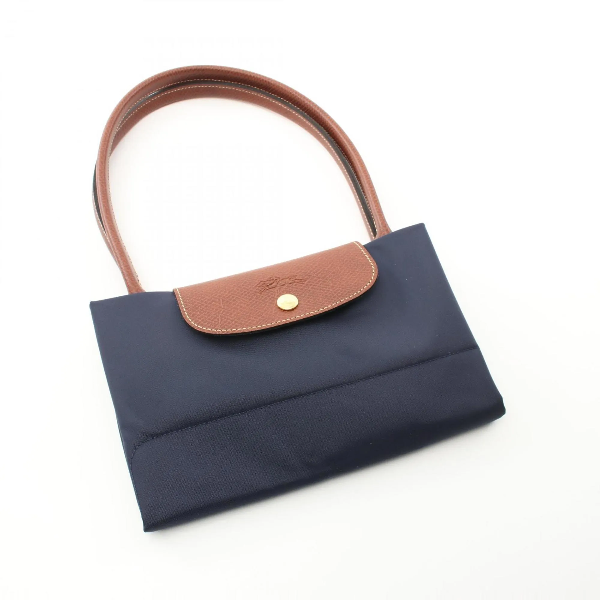 Longchamp Navy Canvas Leather Tote Bag (Pre-Owned)