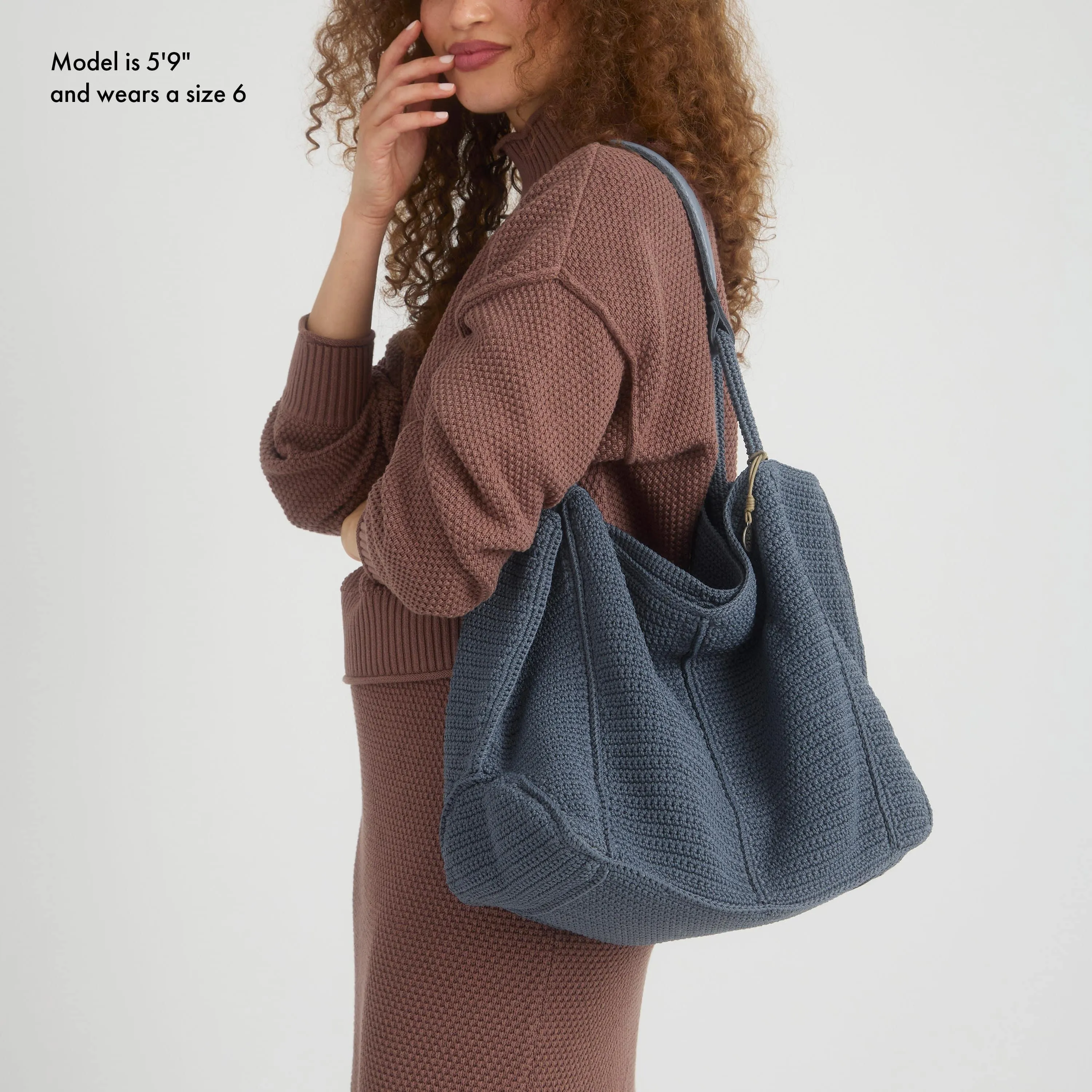 Los Feliz Large Tote - Hand Crochet - Maritime