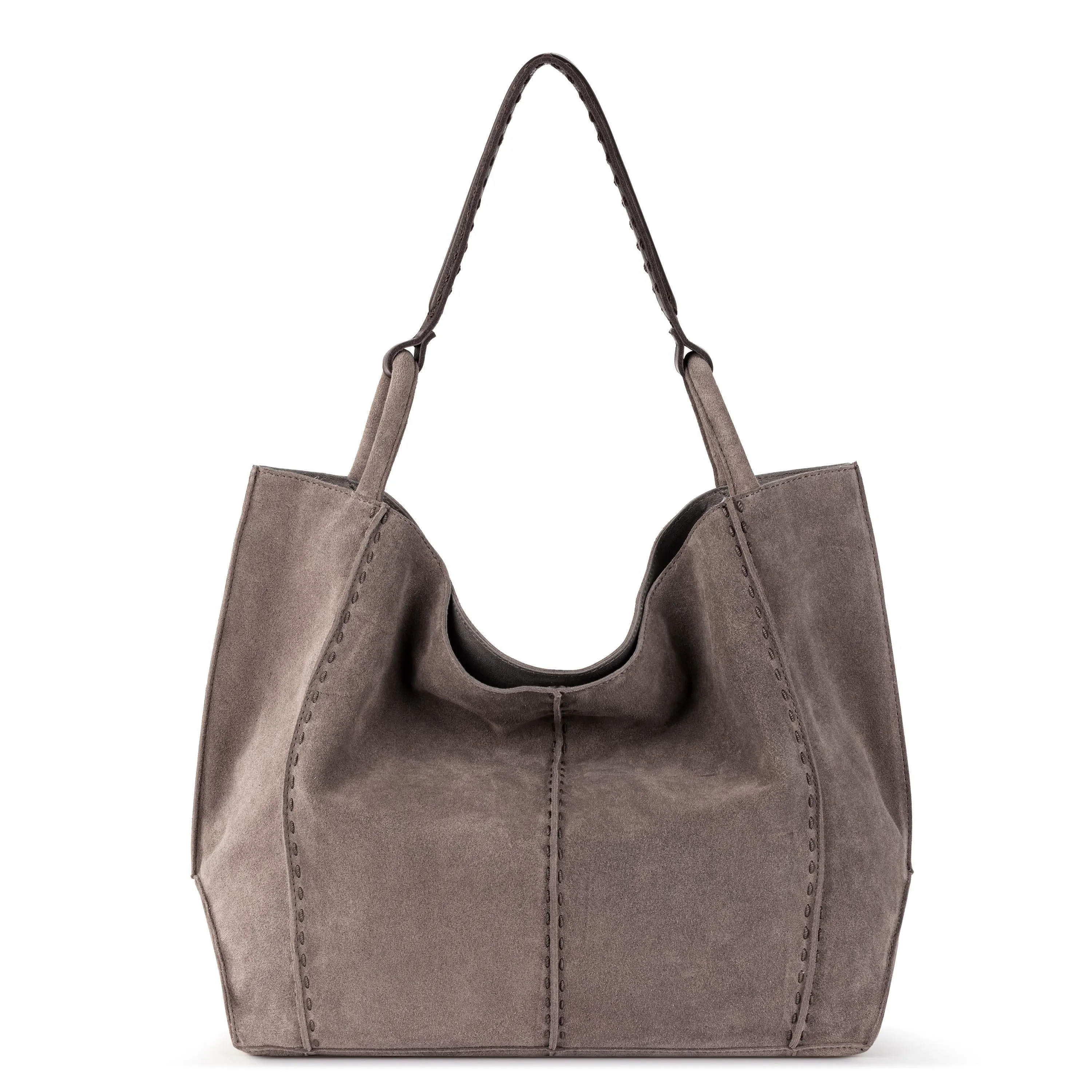 Los Feliz Large Tote - Leather - Mushroom Suede