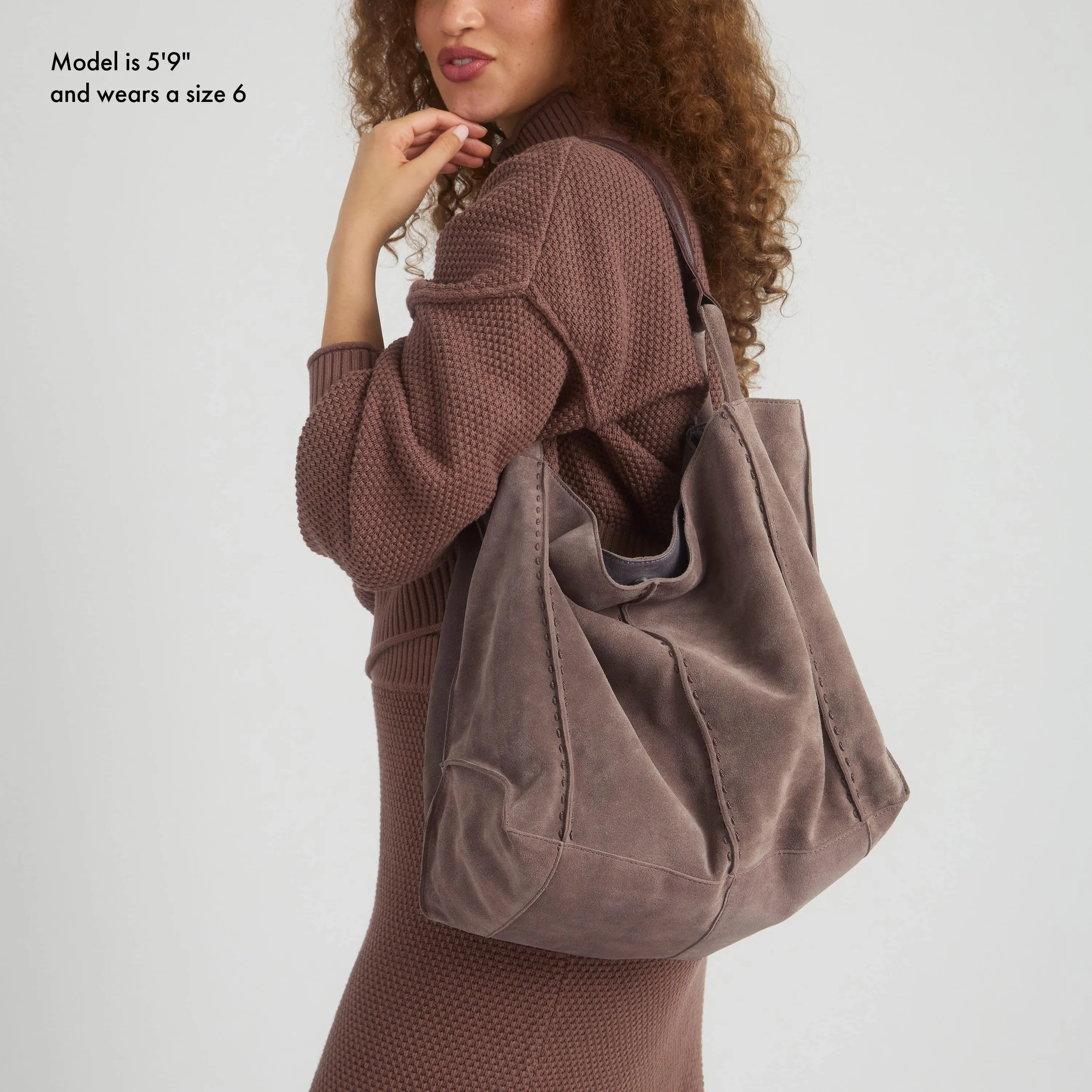 Los Feliz Large Tote - Leather - Mushroom Suede