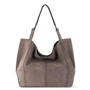 Los Feliz Large Tote - Leather - Mushroom Suede