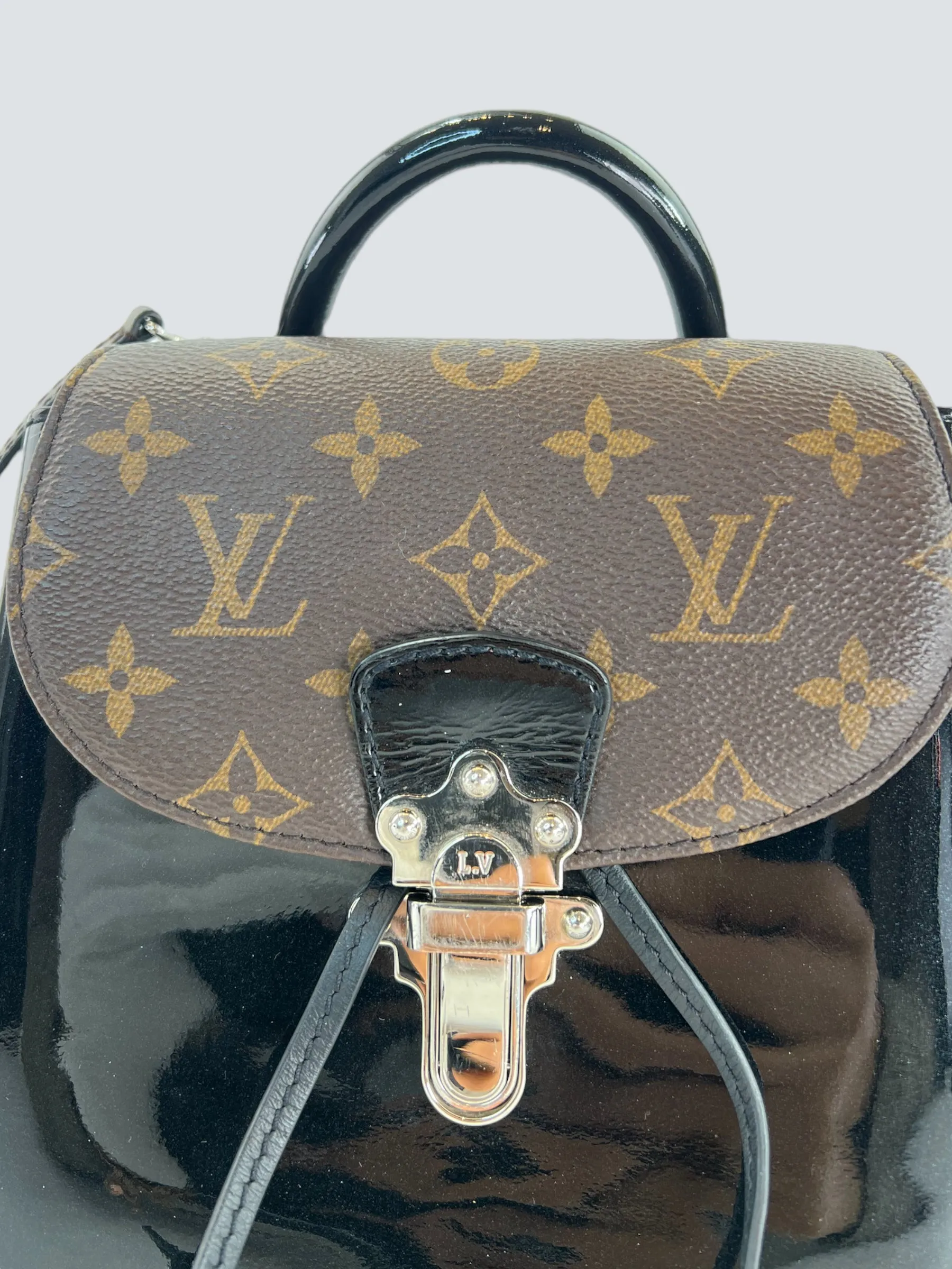 Louis Vuitton Monogram Canvas & Black Patent Leather Hot Springs Backpack
