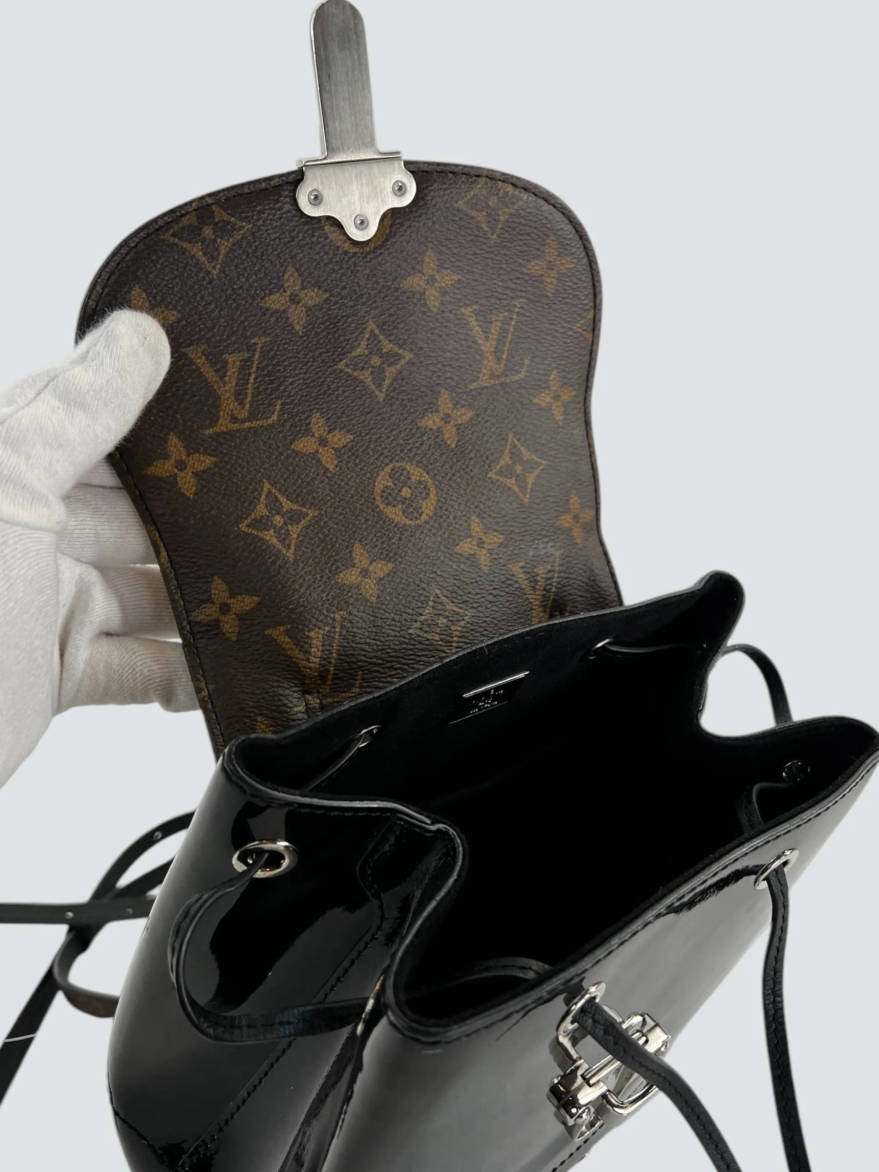 Louis Vuitton Monogram Canvas & Black Patent Leather Hot Springs Backpack