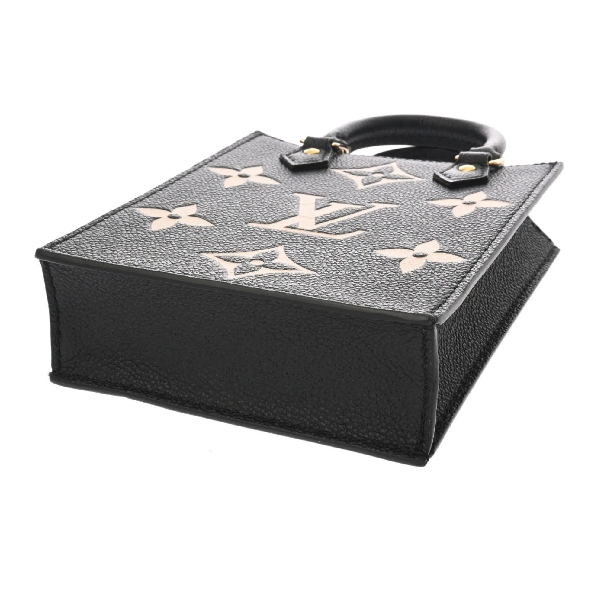 Louis Vuitton Noir Leather Handbag Tote Bag (Pre-Owned)