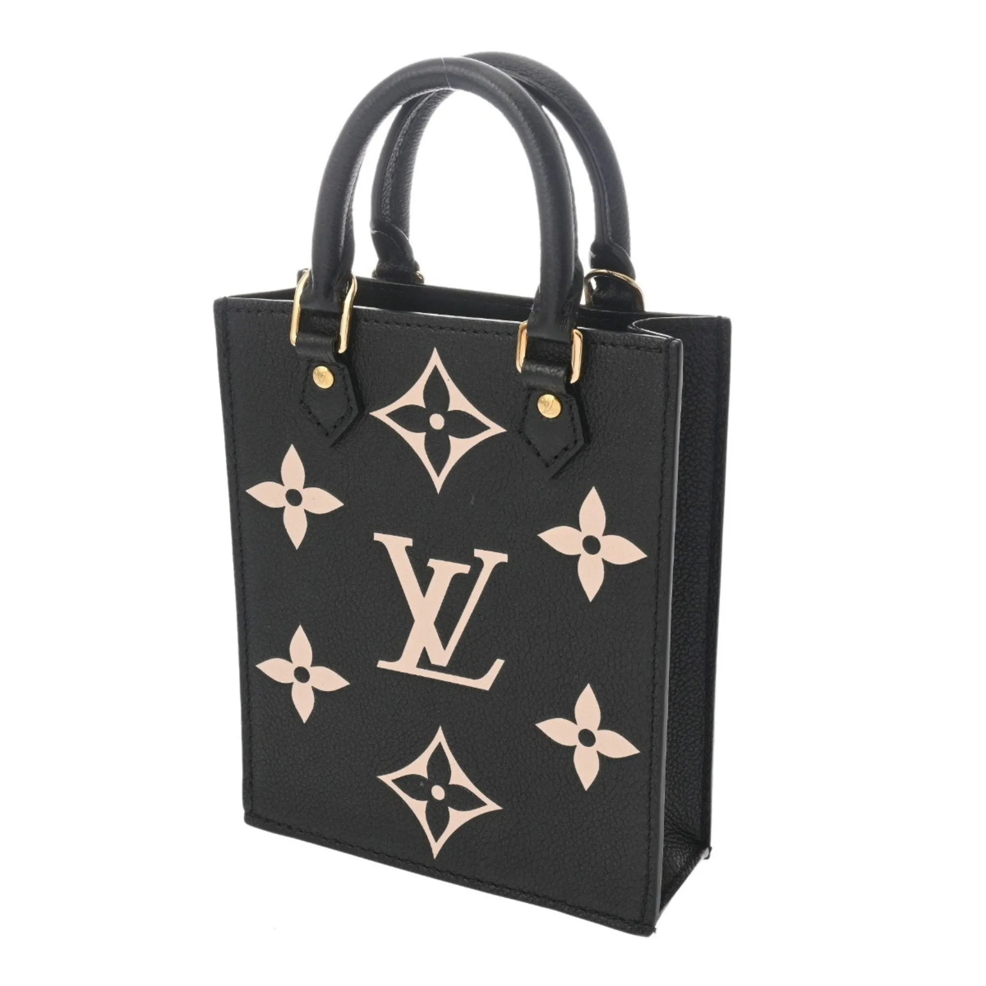 Louis Vuitton Noir Leather Handbag Tote Bag (Pre-Owned)