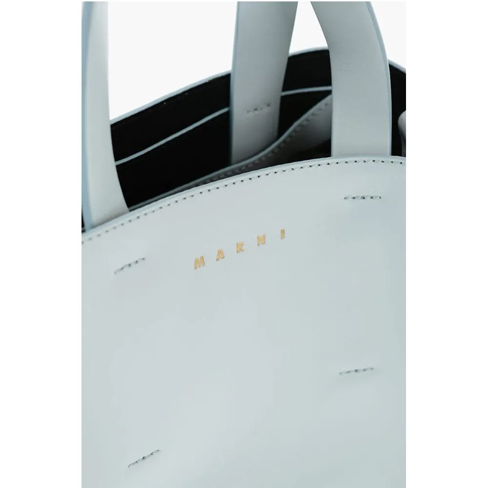 Marni Leather MUSEO Mini Tote Bag with Removable Shoulder Women's Strap