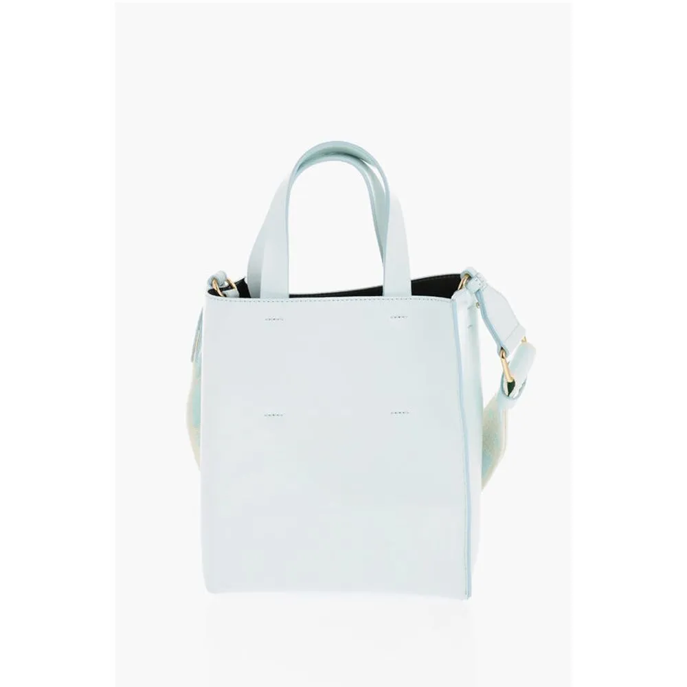 Marni Leather MUSEO Mini Tote Bag with Removable Shoulder Women's Strap