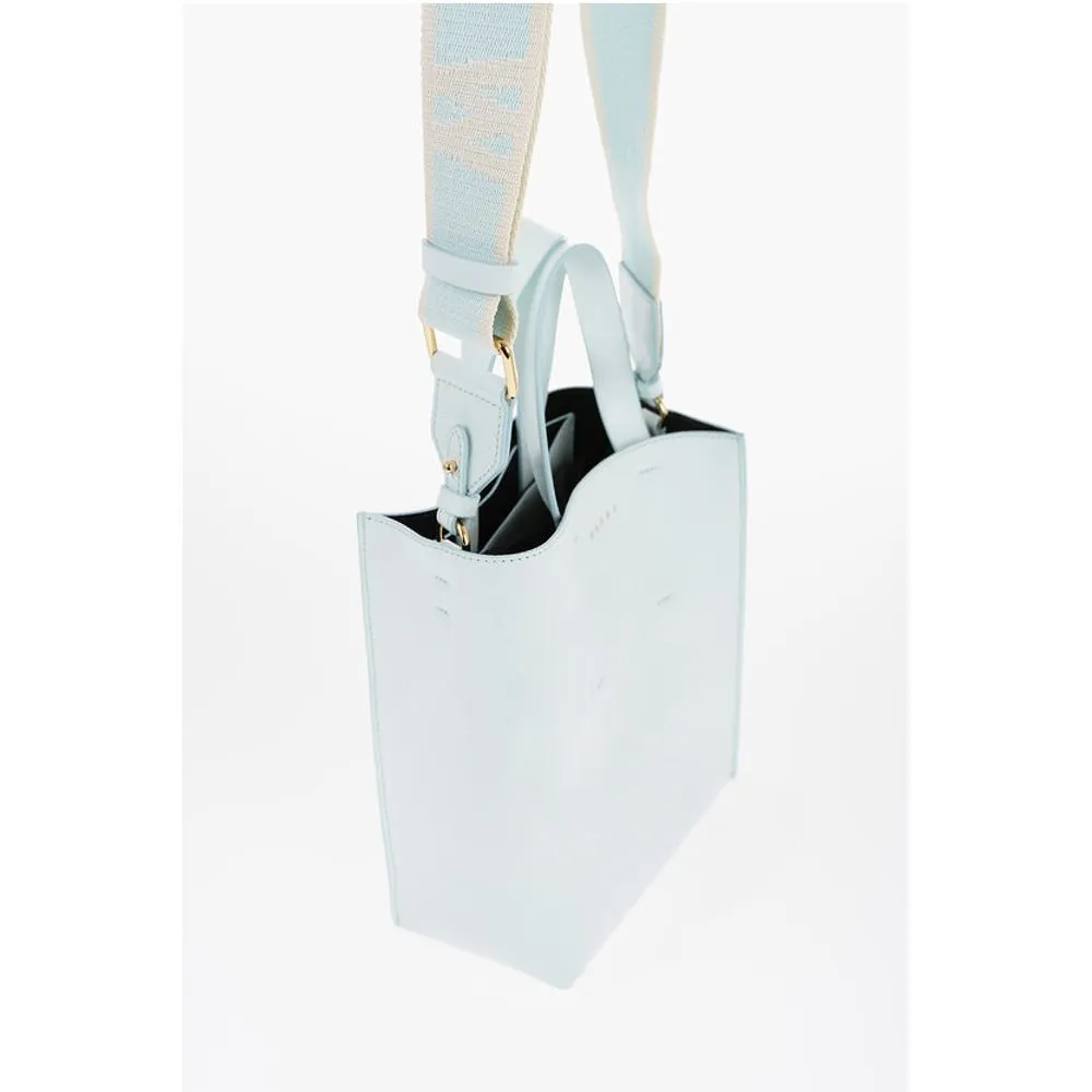 Marni Leather MUSEO Mini Tote Bag with Removable Shoulder Women's Strap