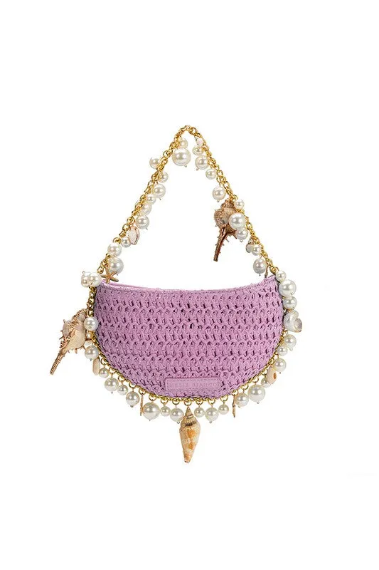 Melie Bianco Isla Natural Shells Straw Top Handle Bag