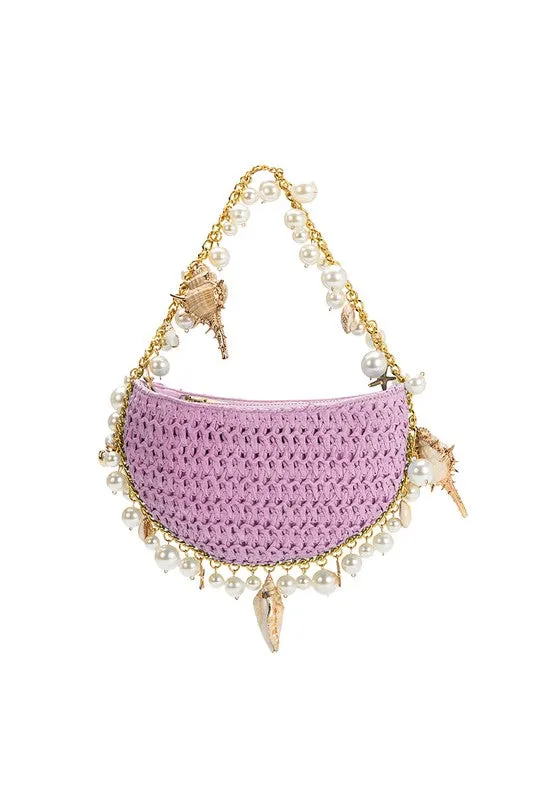 Melie Bianco Isla Natural Shells Straw Top Handle Bag
