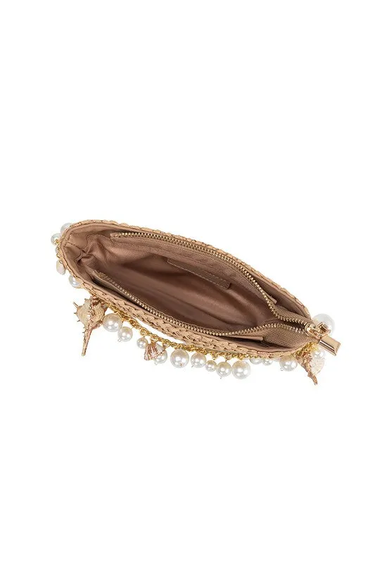 Melie Bianco Isla Natural Shells Straw Top Handle Bag