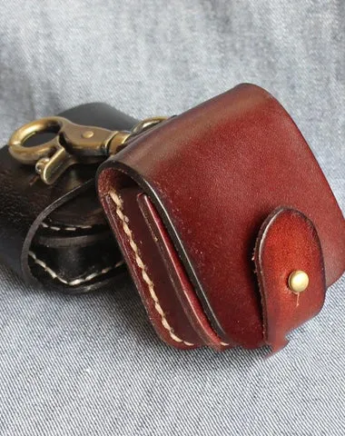 Mens Brown Leather Standard Zippo Lighter Cases Handmade Black Zippo Lighter Holder with Belt Clip