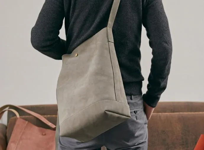Mens Leather Cool Shoulder Tote Bag Messenger Bag Tote Side Bag for Men