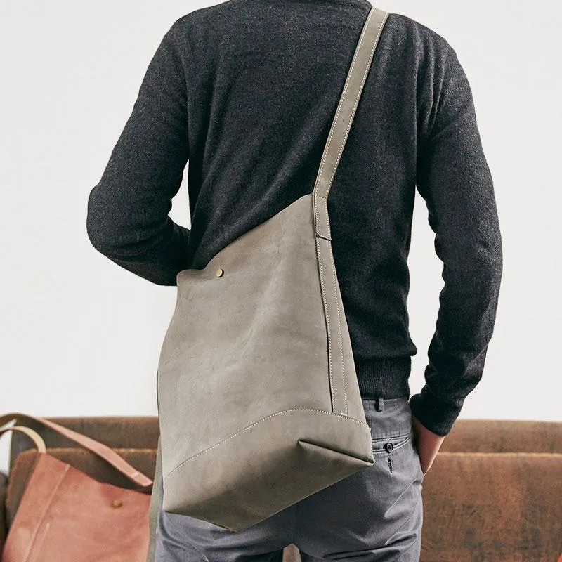 Mens Leather Cool Shoulder Tote Bag Messenger Bag Tote Side Bag for Men