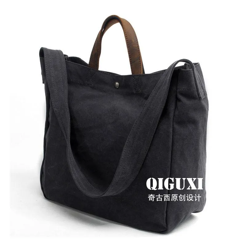 Mens Waxed Canvas Shopper Bag Canvas Tote Bag Canvas Shoulder Bag for Men