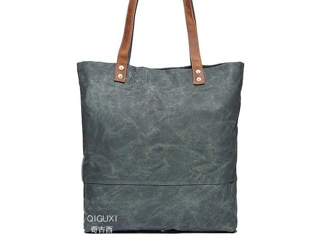 Mens Waxed Canvas Tote Bag Canvas Shopper Bags Canvas Shoulder Bags for Men