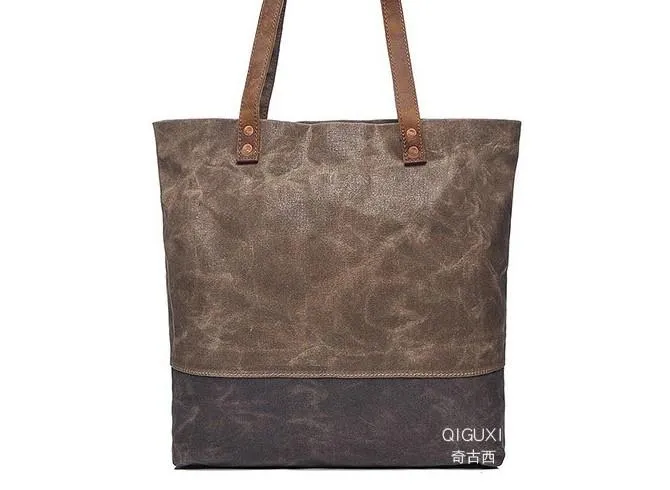 Mens Waxed Canvas Tote Bag Canvas Shopper Bags Canvas Shoulder Bags for Men