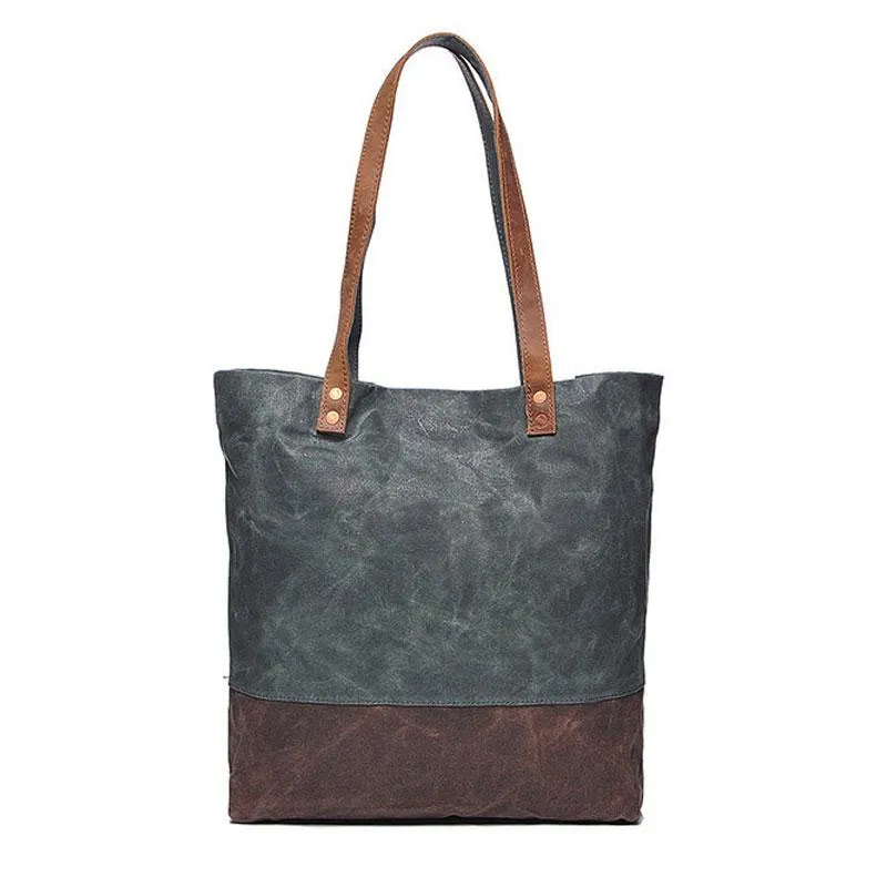 Mens Waxed Canvas Tote Bag Canvas Shopper Bags Canvas Shoulder Bags for Men