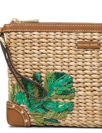 Michael Michael Kors Malibu Straw Zip Clutch