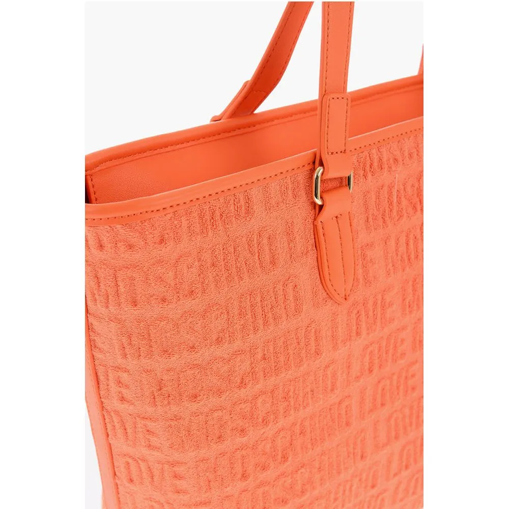 Moschino LOVE Faux Leather and Sponge Tote Bag with Embossed Women's Logo