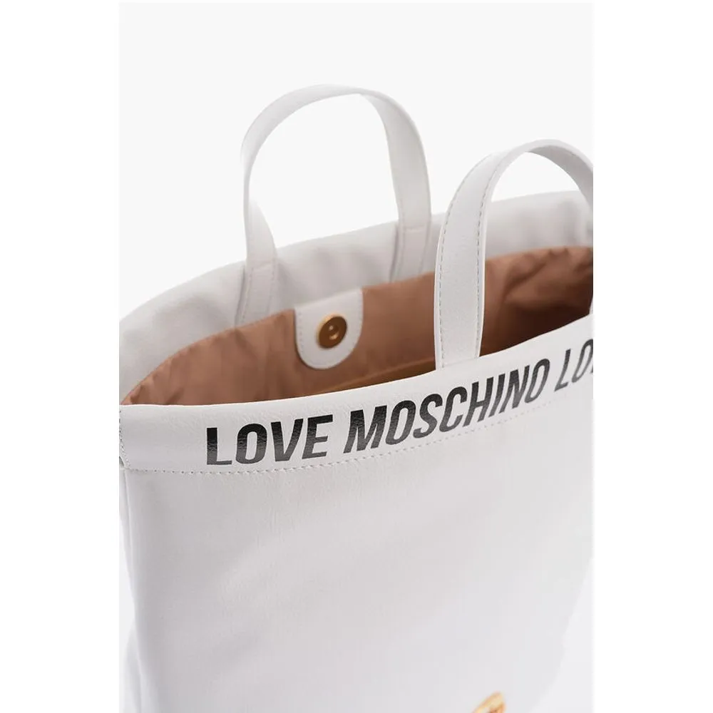 Moschino LOVE Faux Leather Handbag with Printed Women's Logo