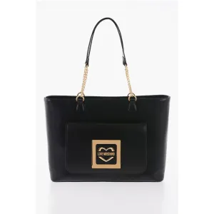 Moschino LOVE Faux Leather Tote Bag with Golden Women's Details
