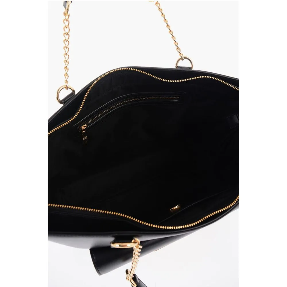 Moschino LOVE Faux Leather Tote Bag with Golden Women's Details