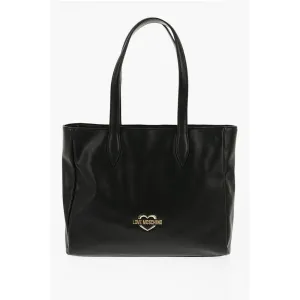 Moschino LOVE Faux Leather Tote Bag with Heart Shaped Women's Pouch