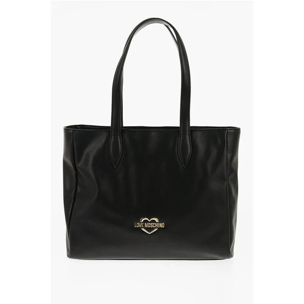 Moschino LOVE Faux Leather Tote Bag with Heart Shaped Women's Pouch