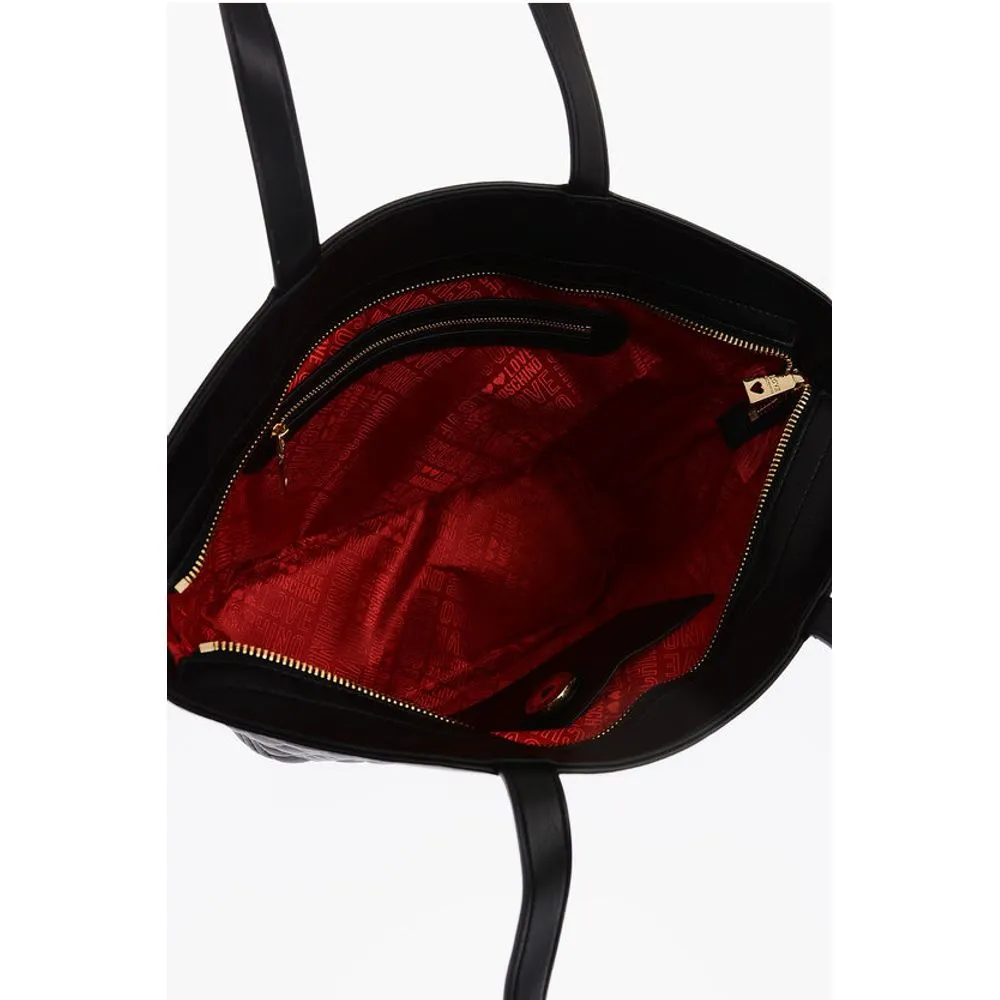 Moschino LOVE Quilted Faux Leather Tote Bag with Embossed Women's Logo