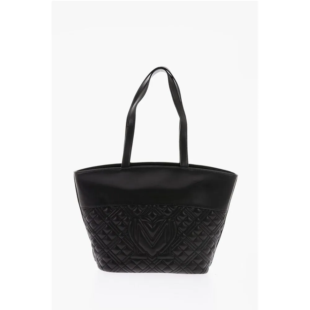 Moschino LOVE Quilted Faux Leather Tote Bag with Embossed Women's Logo