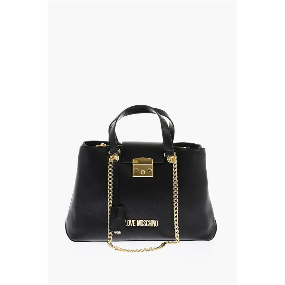 Moschino LOVE Textu Faux Leather LUCILLE Tote Bag with Double Women's Comp
