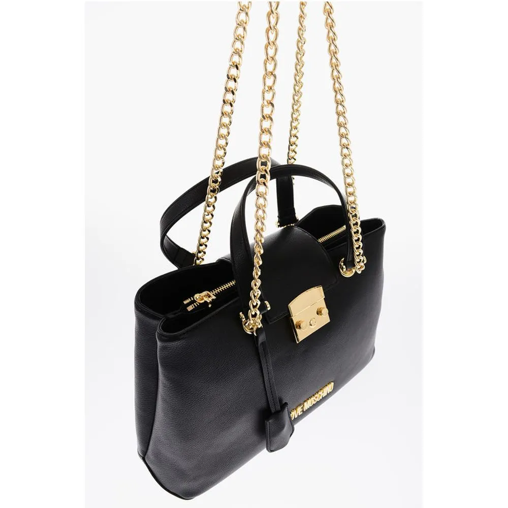 Moschino LOVE Textu Faux Leather LUCILLE Tote Bag with Double Women's Comp