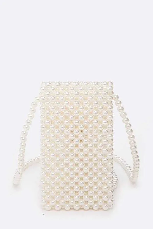 Pearl Beaded Phone Swing Bag